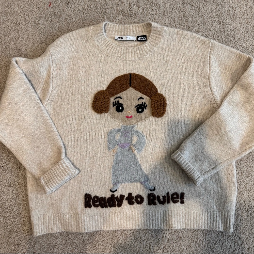 Zara Beige tan Sweater Princess Leia Star Wars NWOT S Small